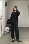 BASERANGE Loose Fit Sports Pants Made in Portugal BAS-FSP-HEI Black Italian Wool FSP